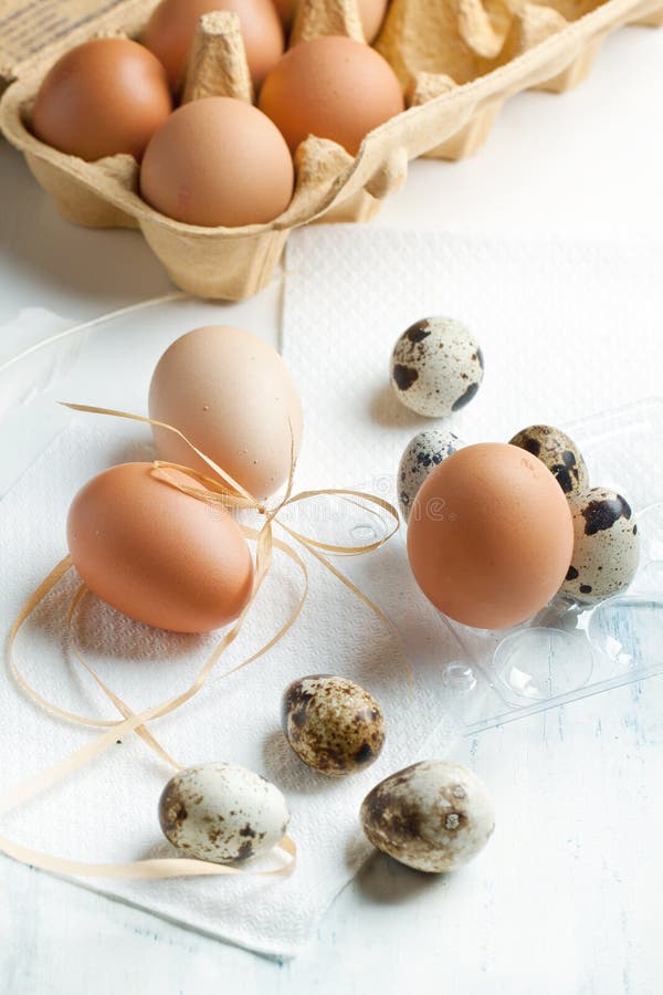 Quail and chicken eggs