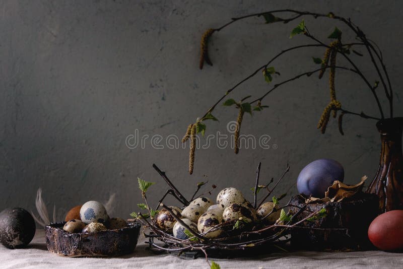 Quail Easter eggs in nest