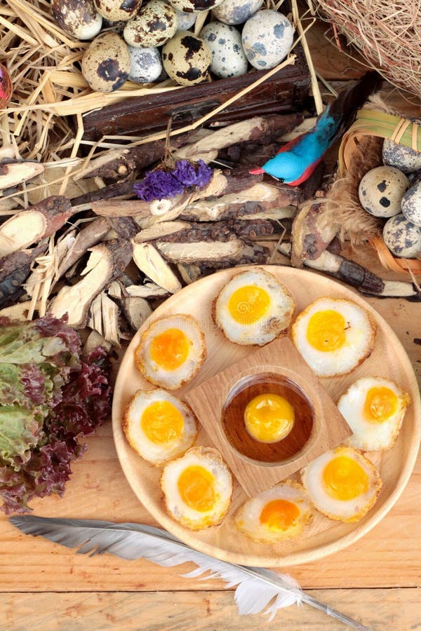 Quail Eggs and Fried Quail Eggs of Delicious. Stock Photo - Image of ...