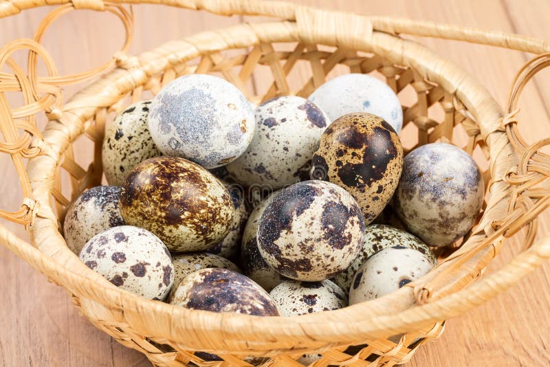Quail Eggs in a Straw Basket Stock Image Image of basket, light 28801697