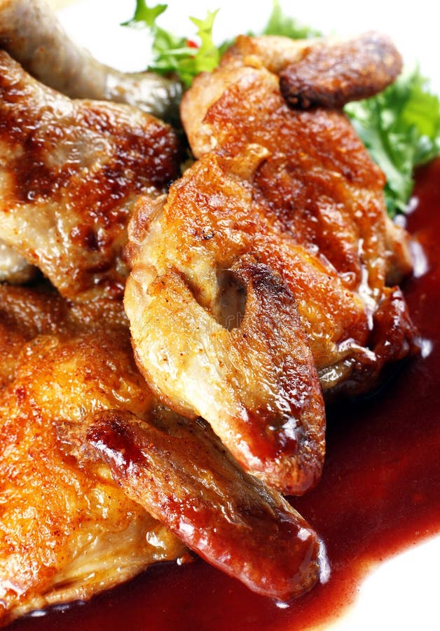 Quail fried meat stock photo. Image of quail, food, plate 4684344