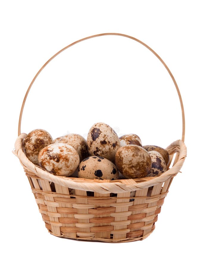 Quailes eggs in a basket stock image. Image of white 11040845