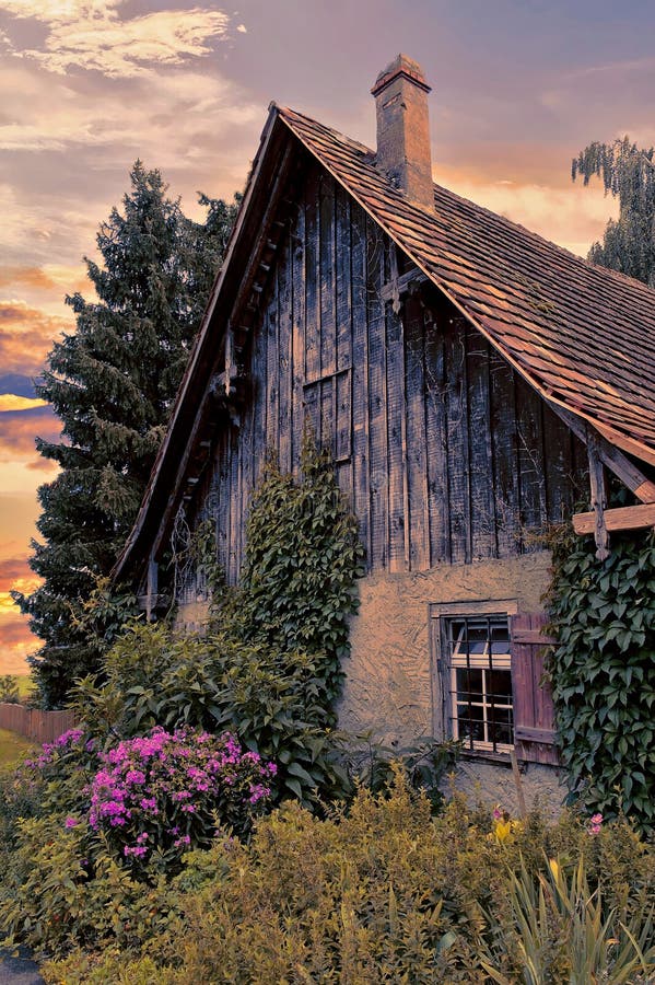 Quaint old Austrian house in morning glow