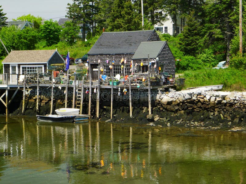 Quaint Small new england lobsterman village stock photography