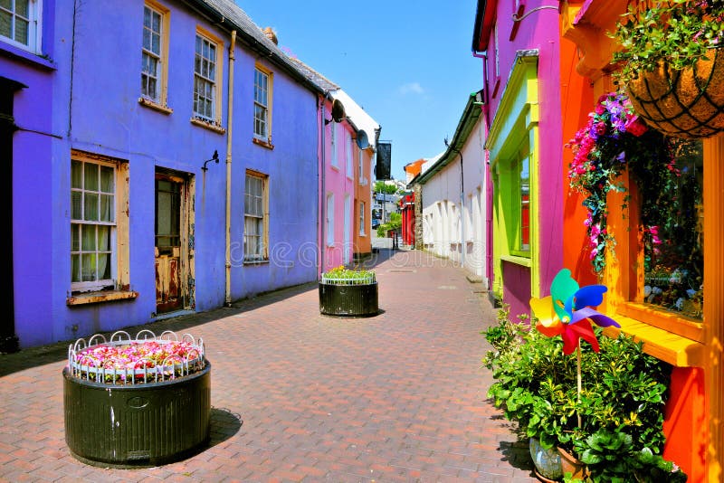 Vibrant colorful buildings in the Old Town of Kinsale, Cork, Ireland royalty free stock image
