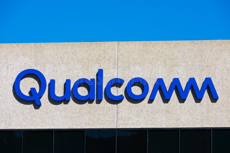 Close Up. Qualcomm Logo Atop Company Office. Qualcomm Incorporated Is