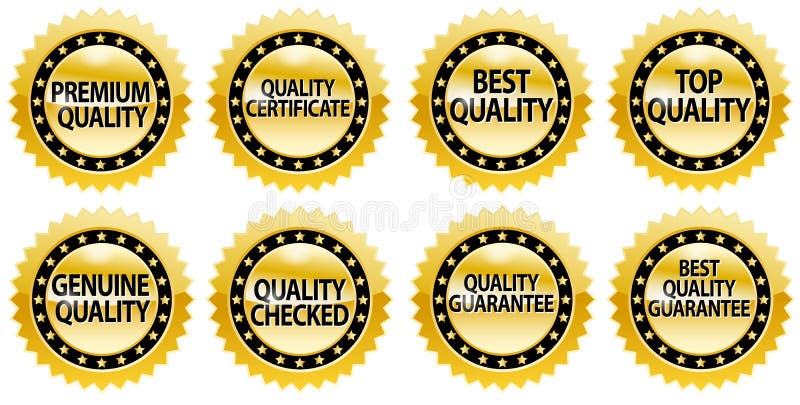 Quality Certificate Badge Set, Edittable Vector Illustrations Stock