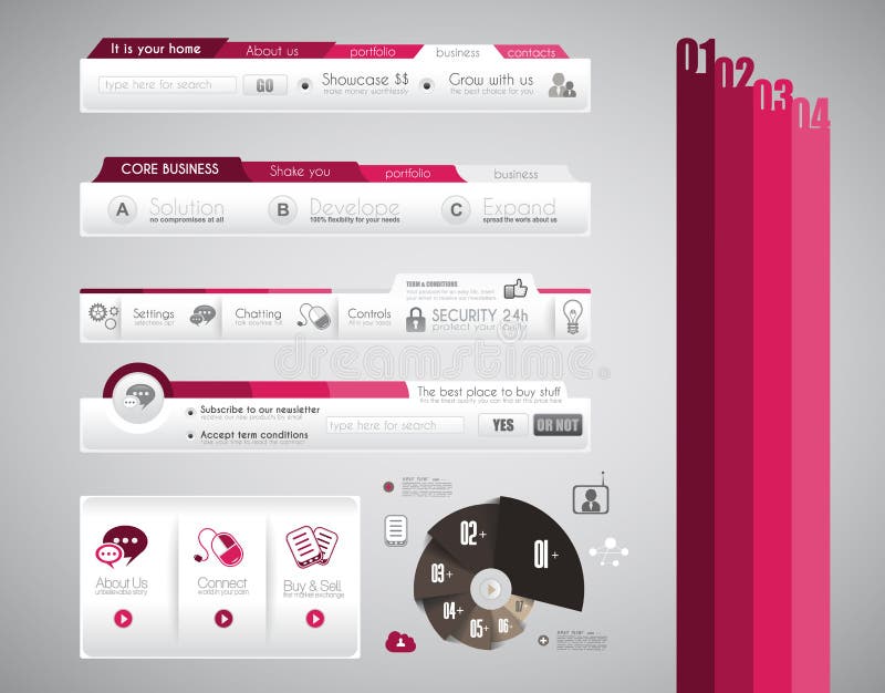 Quality clean web elements for blog and sites stock illustration