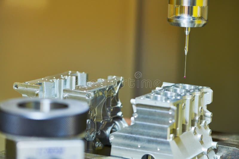Quality Control on Milling CNC Machine. Precision Probe Sensor at