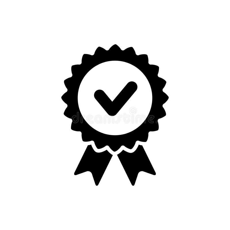 Approval Check Icon Black And White Quality Sign Vector Stock