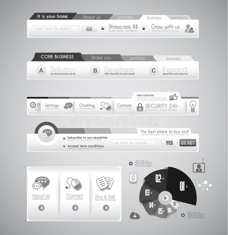 Quality web elements with infographic. stock illustration