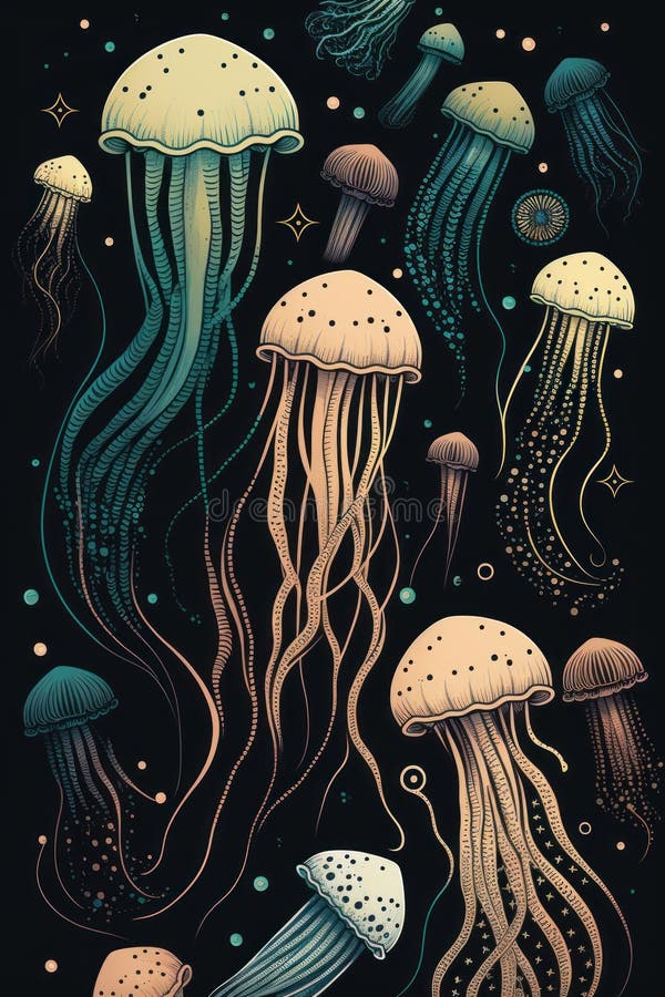 Qualle auf dunklem Hintergrund. generative Illustration