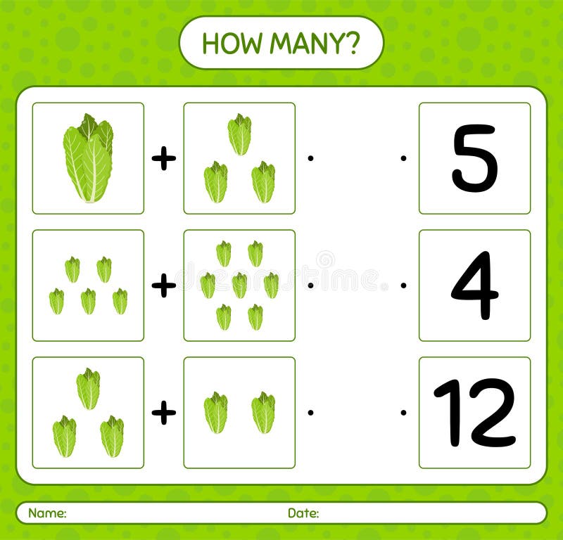 Combine a mesma quantidade de alface. jogo de contagem. jogo