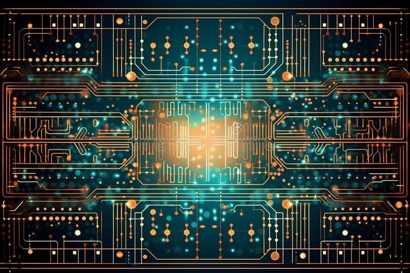 Quantum Circuit Board Illustration, AI Generative stock illustration