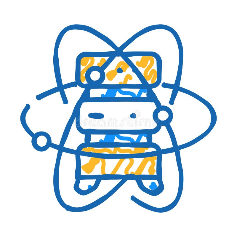 Quantum computer, data server icon doodle illustration stock illustration