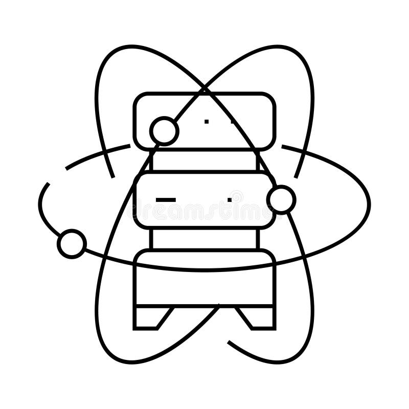 Quantum computer, data server line icon vector illustration stock illustration