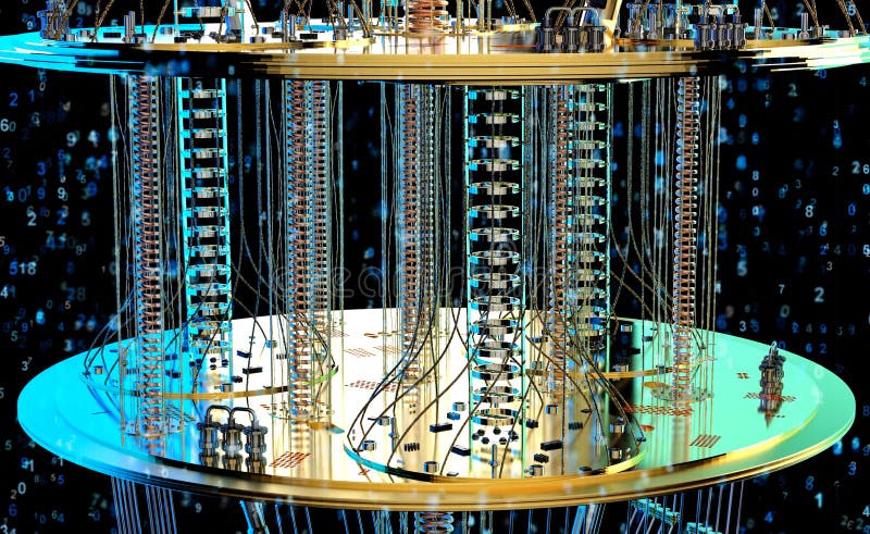 Quantum computer machine close up royalty free illustration