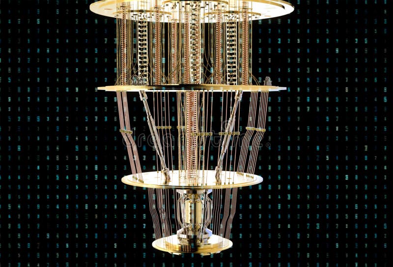 Quantum computer machine close up vector illustration