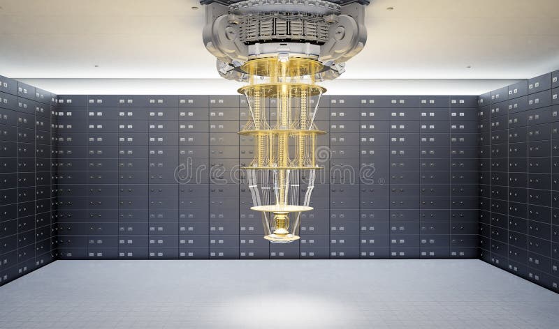 Quantum computer machine in room royalty free illustration
