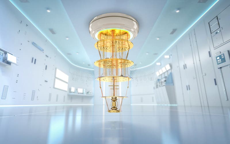 Quantum computer machine in laboratory royalty free illustration