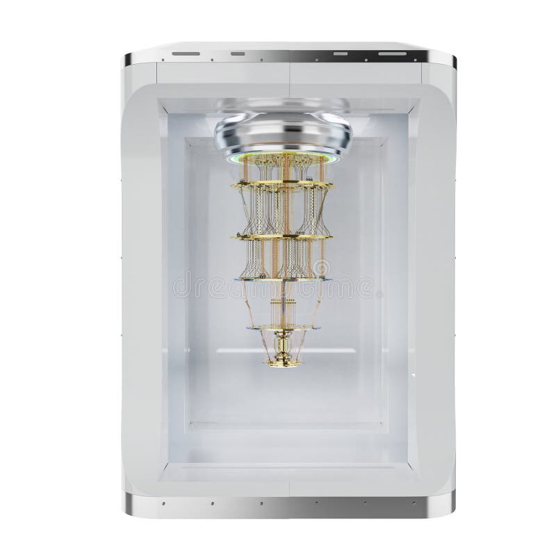 Quantum computer machine in shield capsule royalty free illustration