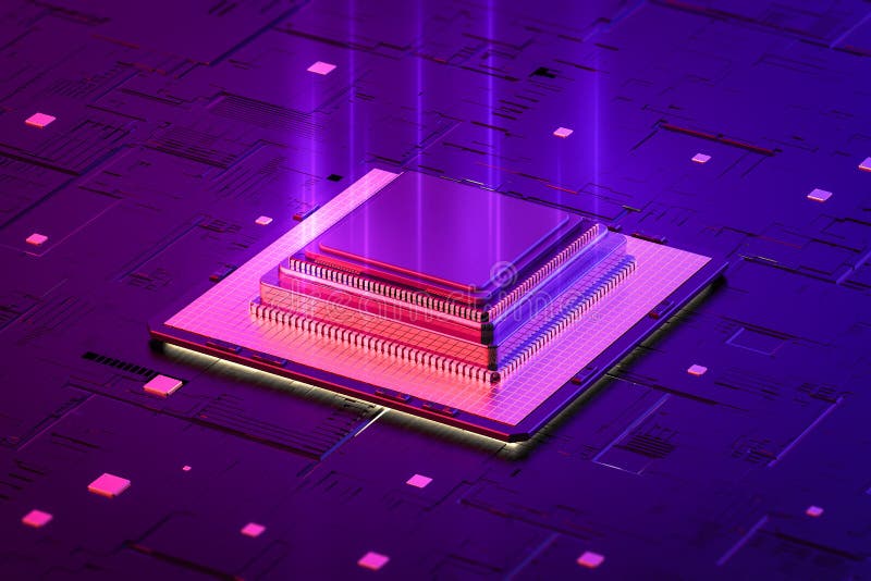 Quantum computer technology vector illustration