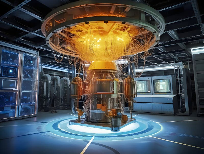 A quantum computers in server room showcasing advanced technology, representing technology for future trends vector illustration