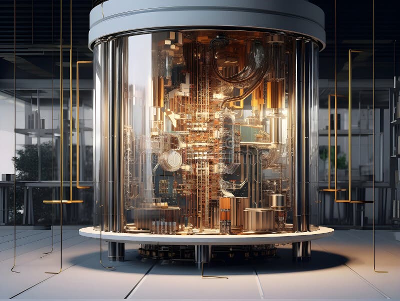 A quantum computers in server room showcasing advanced technology, representing technology for future trends vector illustration