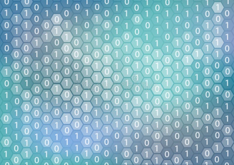 Quantum computing or digitization vector background displaying bits and hexagon shapes vector illustration