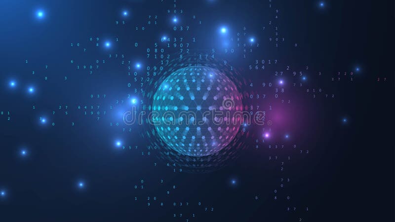 Quantum computing. Quantum processing. Artificial intelligence quantum computer technology concept. Future new technology for business or science presentation. Vector illustration