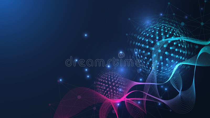 Quantum computing. Quantum processing. Artificial intelligence quantum computer technology concept. Future new royalty free illustration