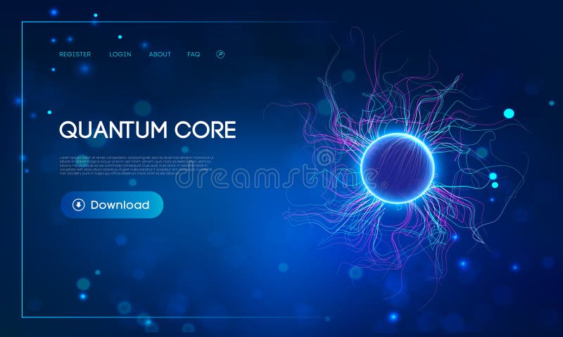 Quantum computing security and AI technology background. Exploring Quantum computing and brain technology mechanics. Edge stock illustration