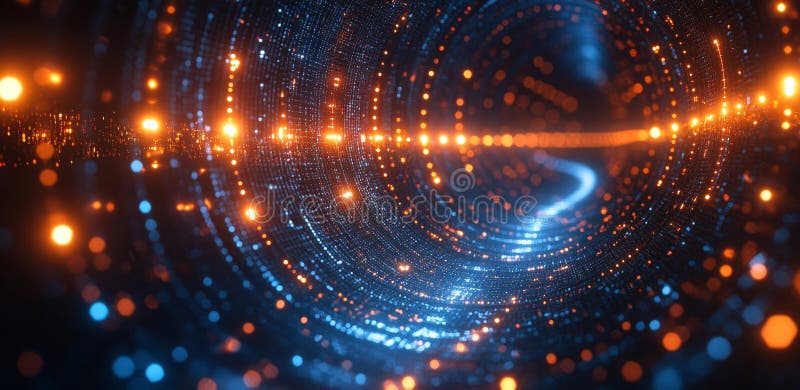 Quantum computing visualization showcasing complex algorithms and data flows. Generative AI royalty free stock image