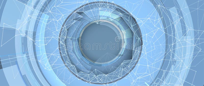 Quantum processing. Deep learning artificial intelligence. Future new technology for business or science presentation vector illustration.