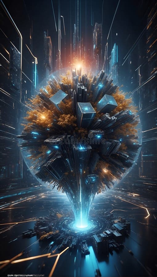 Quantumquotienten 3d Daten odyssey : morgen navigieren. ai generieren vektor abbildung
