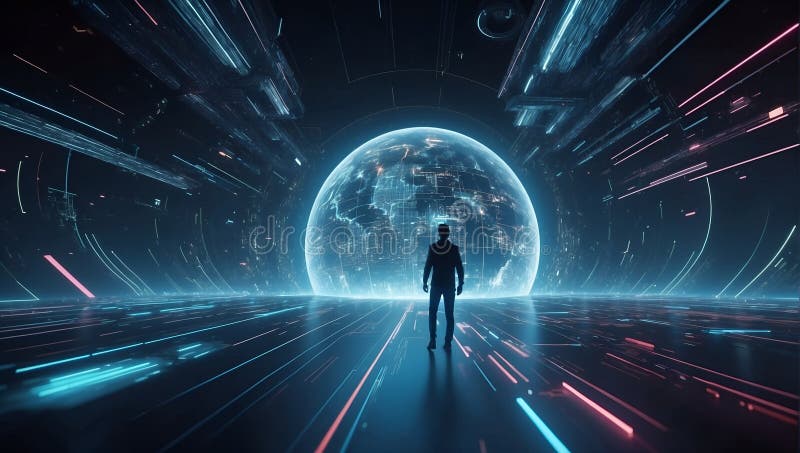 Quantumquotienten 3D-Datensymphonie : morgen harmonisieren. ai generieren lizenzfreie abbildung