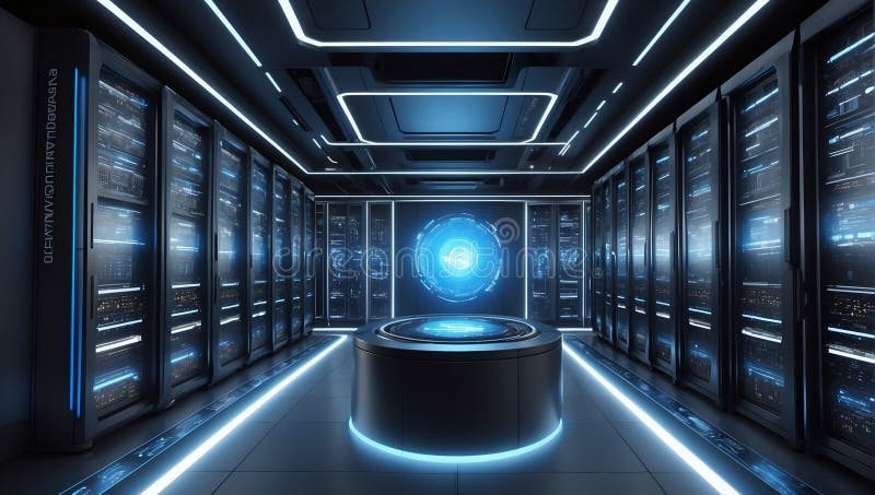 Quantumquotienten digitale Odyssee : eine 3D-Vision von morgen. ai generieren stock abbildung