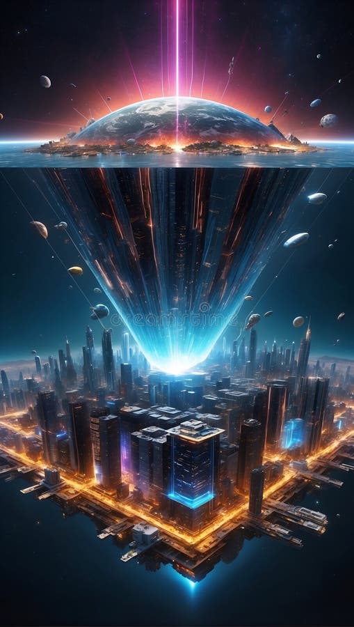 Quantumquotients data mirage 3d illusions von morgen. ai generieren stock abbildung
