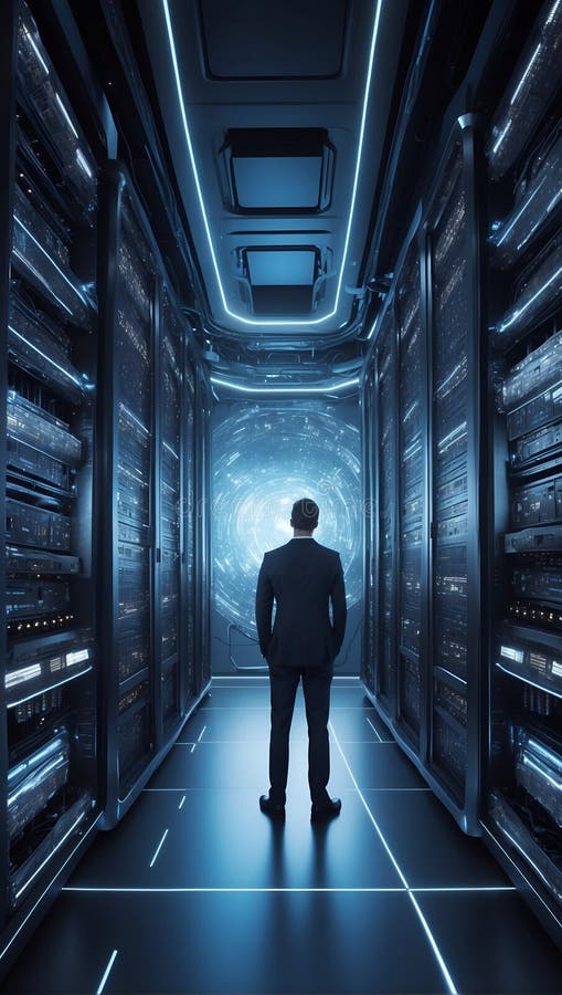 Quantumquoziente ha scatenato una sinfonia 3d della rivoluzione dei dati. generazione di aiuti illustrazione di stock