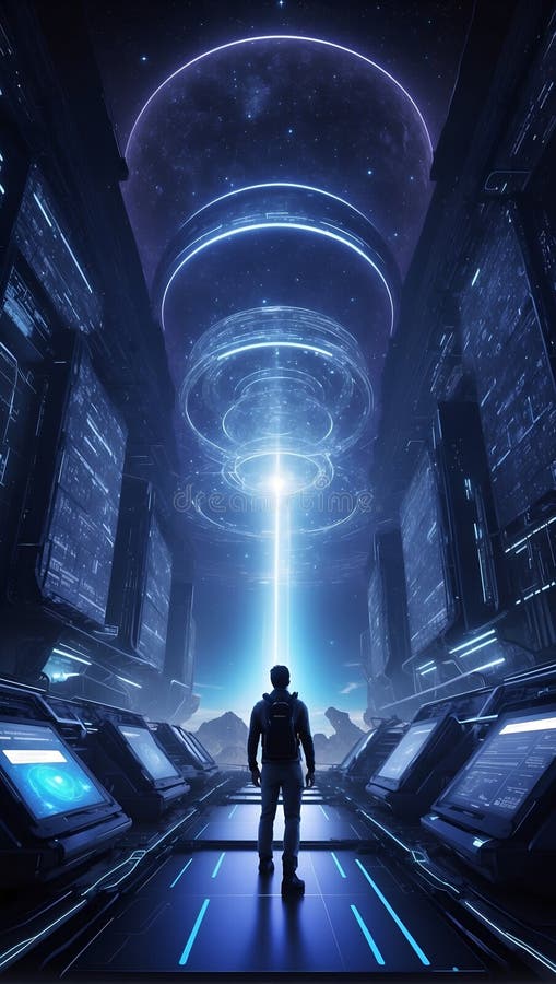 Quantumquoziente scomposto : dataeclipse odysseys domani. generazione di aiuti illustrazione vettoriale