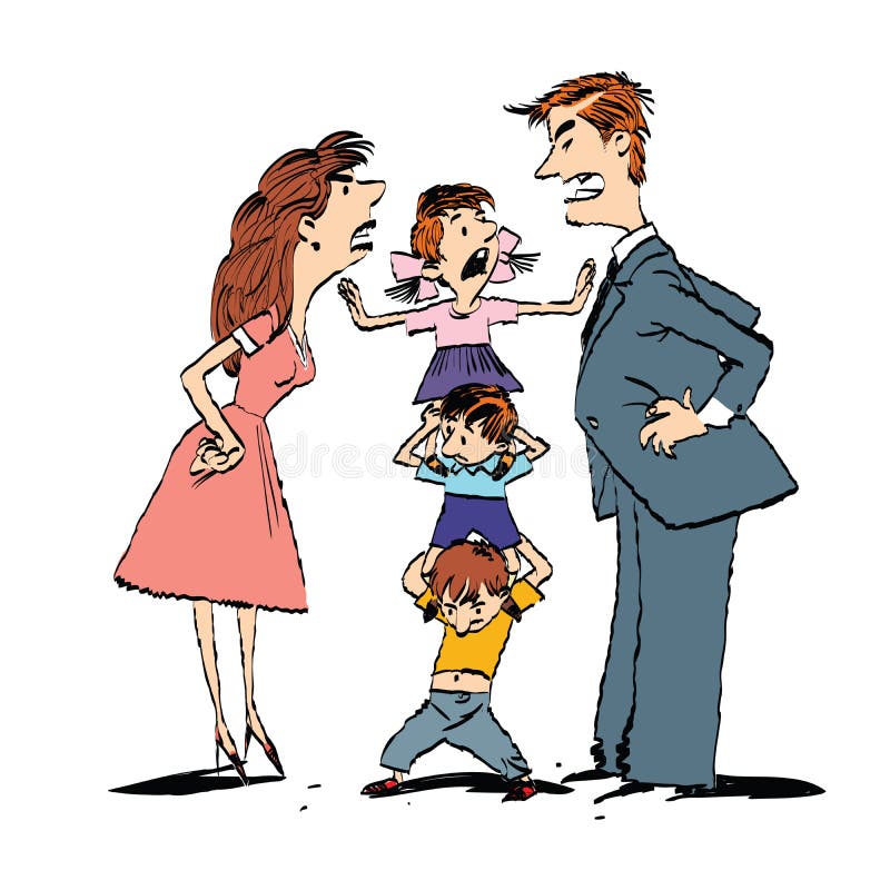 Quarrel In The Family, Mom And Dad Fighting, Kids Calm Stock Vector ... Kids Argue Clipart