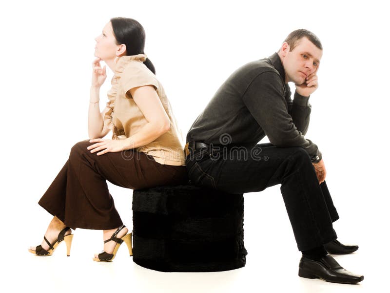 Quarrel between men and women royalty free stock photography