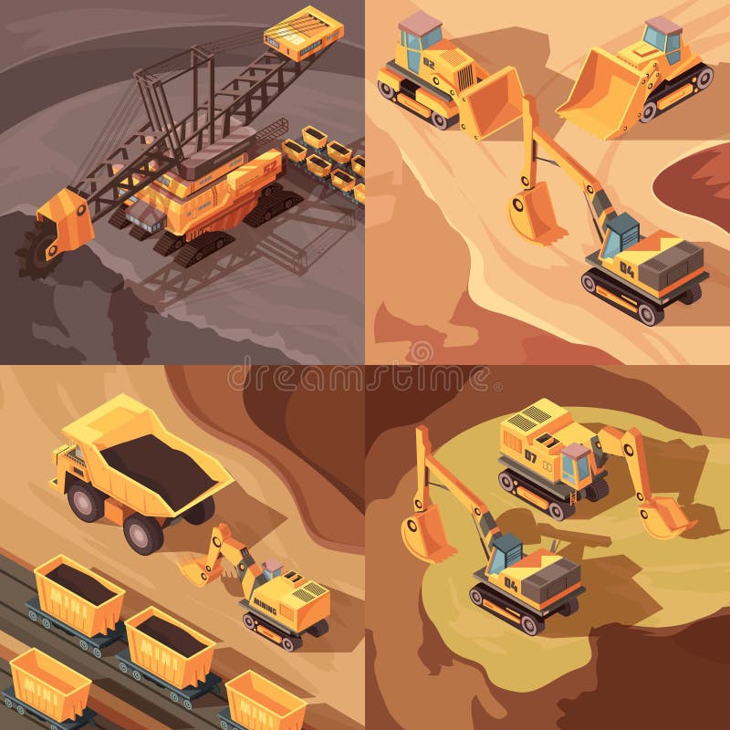 Quarrying Mine Design Concept Stock Vector - Illustration of hydraulic,  digger: 92638398