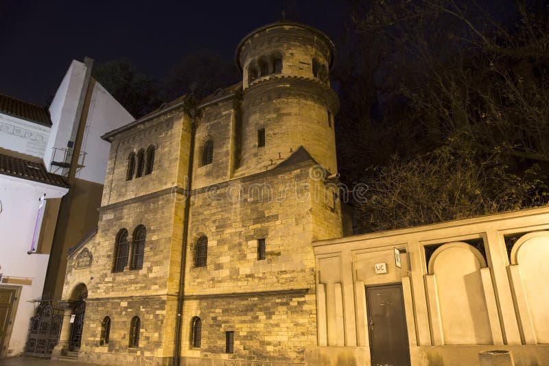 Quart juif de Prague (vue de nuit), République Tchèque image libre de droits Quart juif de Prague (vue de nuit), République Tchèque image libre de droits