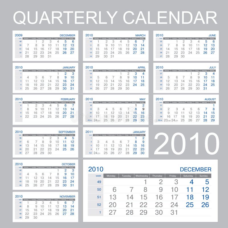 Quarter Calendar Stock Vector Illustration Of Office 11514117