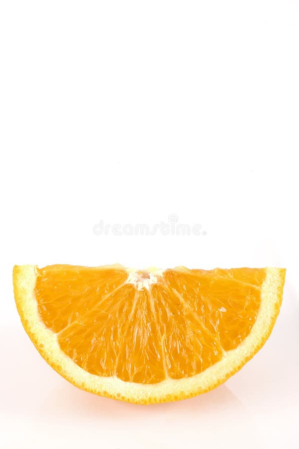 A Quarter of an Orange on a White Background Stock Image Image of