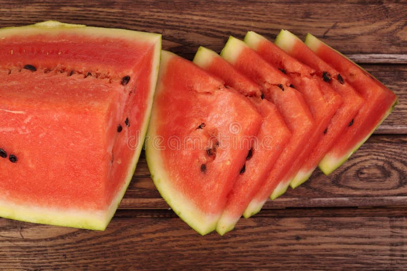 Quarter Juicy, Sweet Slices Of Watermelon, Freshness Stock Image