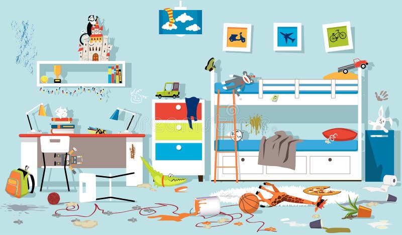 Quarto desarrumado das crianças ilustração stock Quarto desarrumado das crianças ilustração stock
