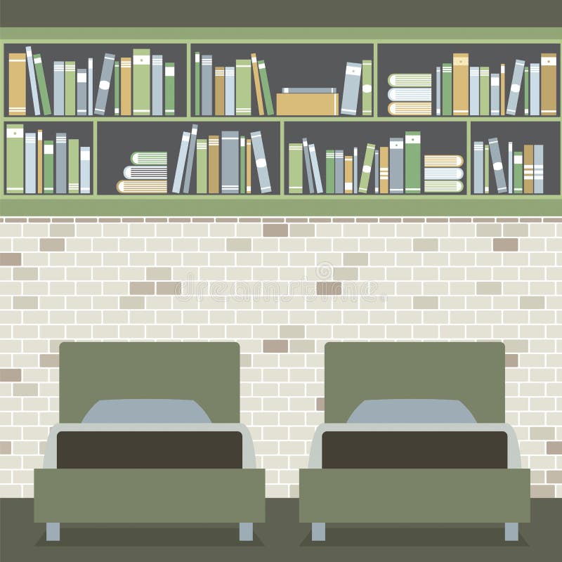 Quarto liso moderno do gêmeo do projeto ilustração do vetor Quarto liso moderno do gêmeo do projeto ilustração do vetor
