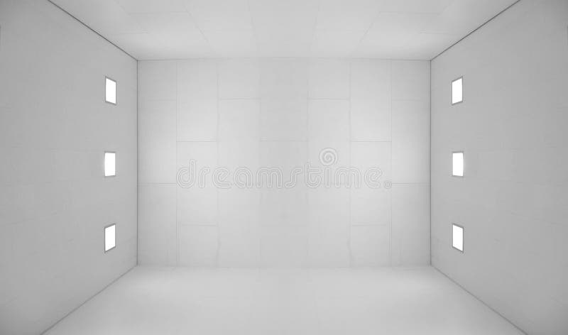 Quarto vazio branco com luzes quadradas fotografia de stock Quarto vazio branco com luzes quadradas fotografia de stock